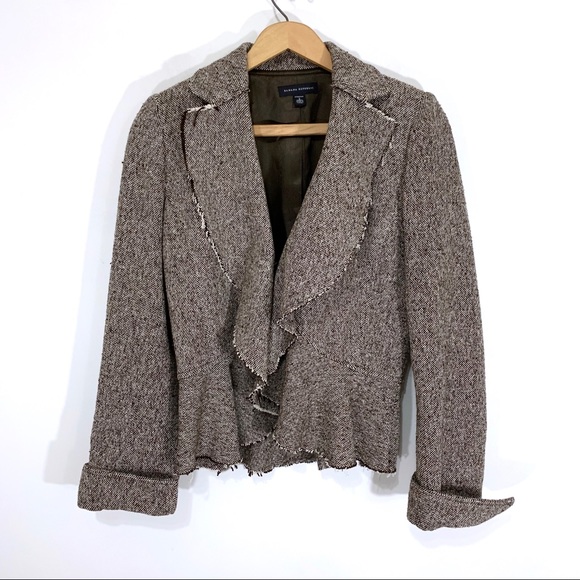 Banana Republic Brown Ruffle Wool Blend Blazer - Picture 2 of 8